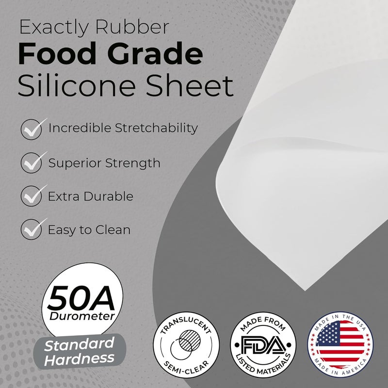 Exactly Rubber - Translucent Silicone Sheet, 50A Durometer Rubber Sheet, Semi Clear Silicone, Resistant -80 to 450°F, Food-Grade Silicone Placemat, 450% Elongation, Made in The USA, 1/32 x 9” x 24” - Image 2